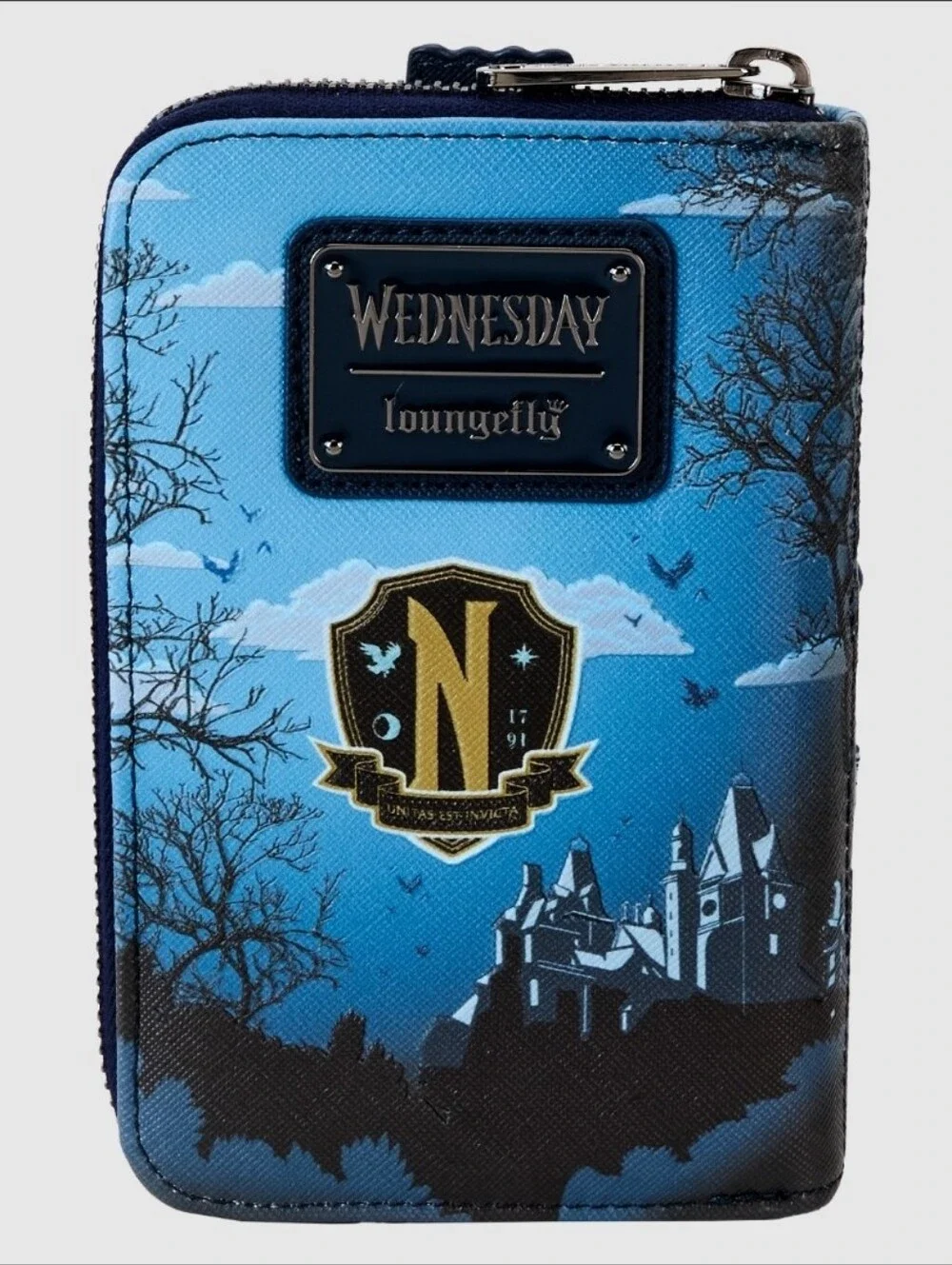 Loungefly Wednesday Nevermore Academy Castle Zip Around Wallet NWT